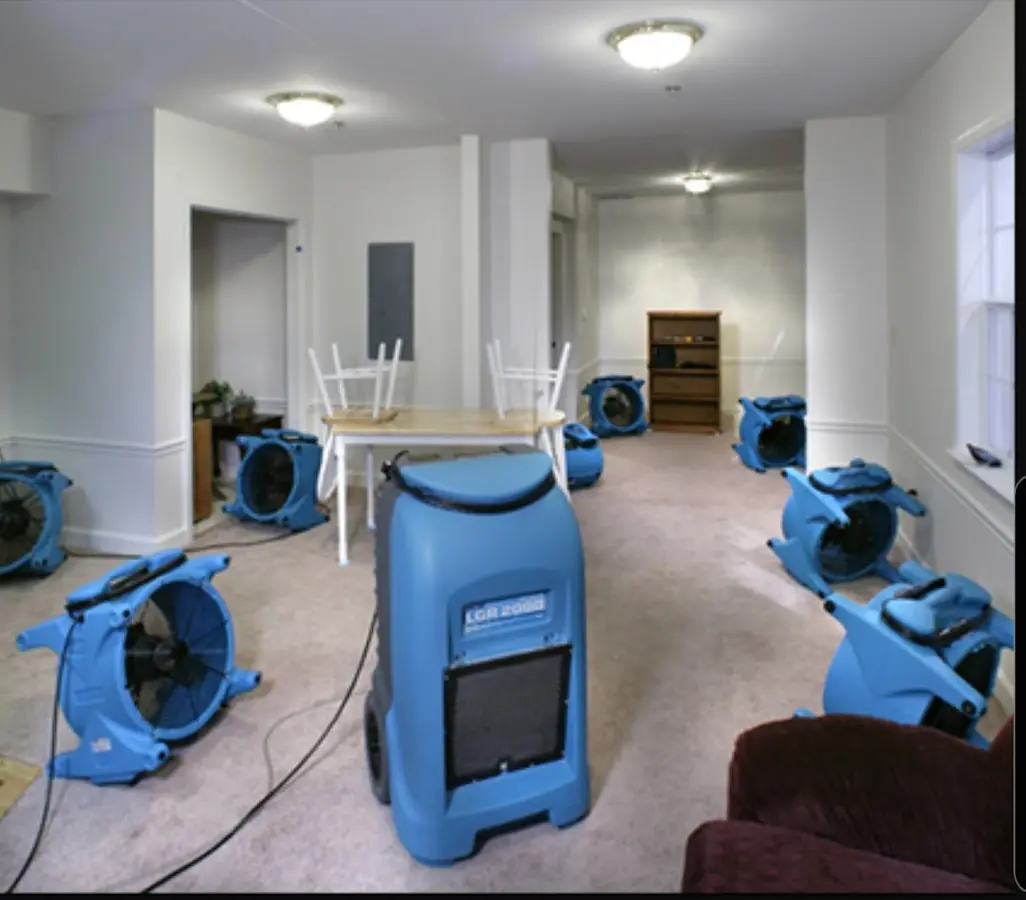 Air movers and dehumidifier setup for Water Extraction & Removal in Lewisville